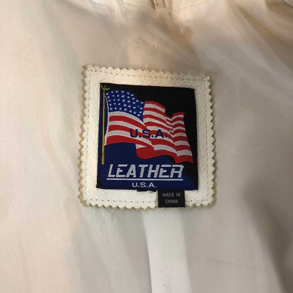 Leather USA ladies white leather jacket medium - … - image 9