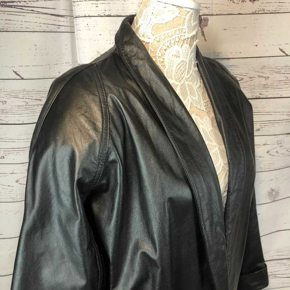Vintage 80s Charles Klein Black Leather shawl col… - image 3