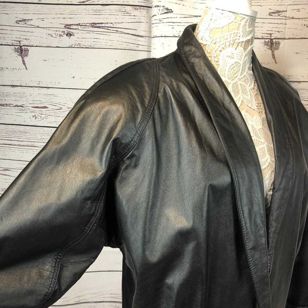Vintage 80s Charles Klein Black Leather shawl col… - image 8