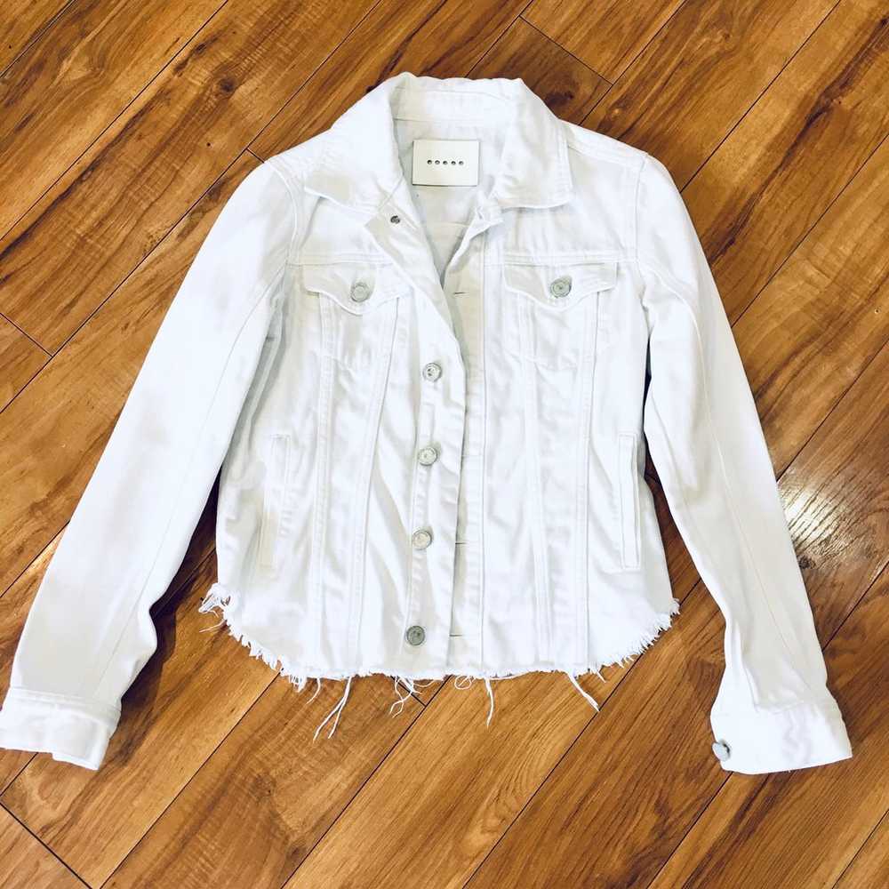 Blanc NYC denim jean jacket coat white distressed… - image 5