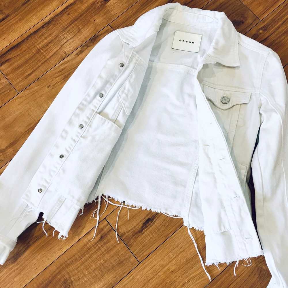 Blanc NYC denim jean jacket coat white distressed… - image 7