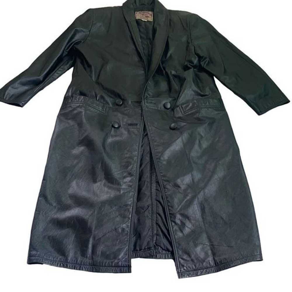 Vintage Leather 90s UK Goth Biker Long Trenchcoat… - image 2