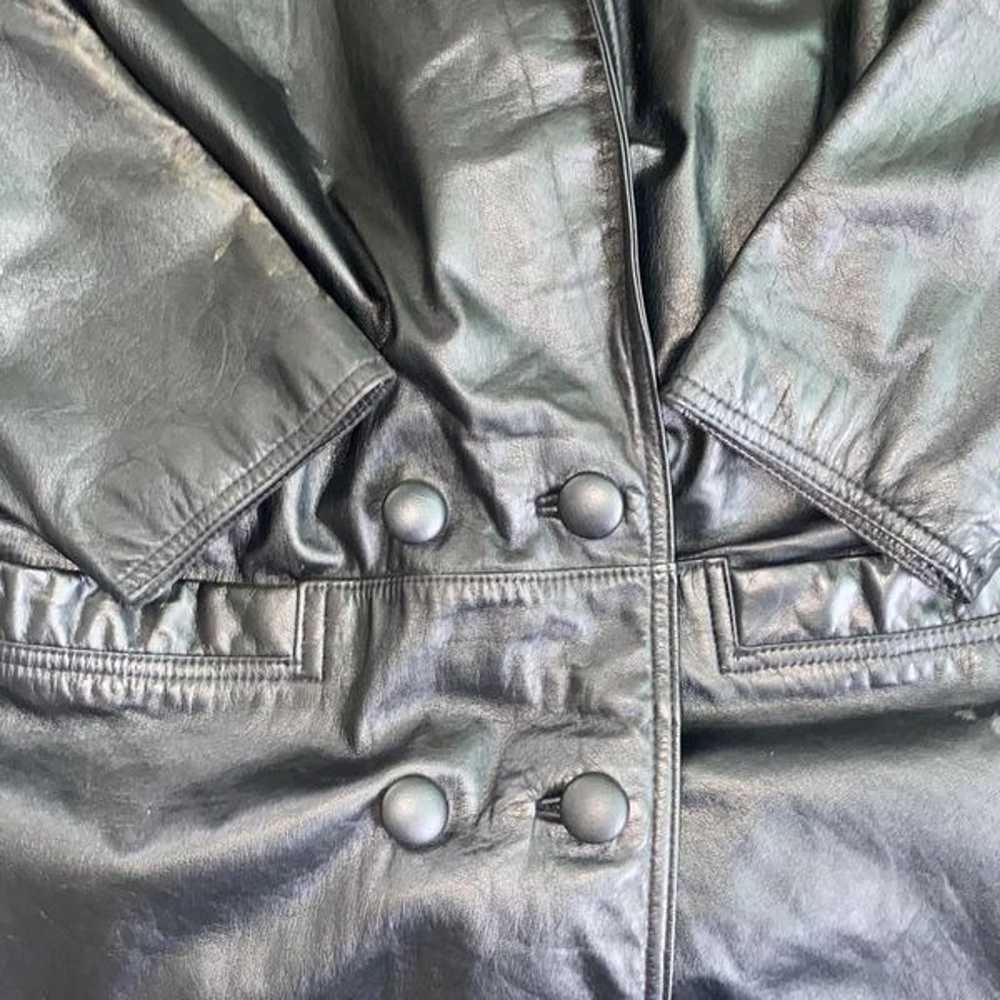 Vintage Leather 90s UK Goth Biker Long Trenchcoat… - image 5