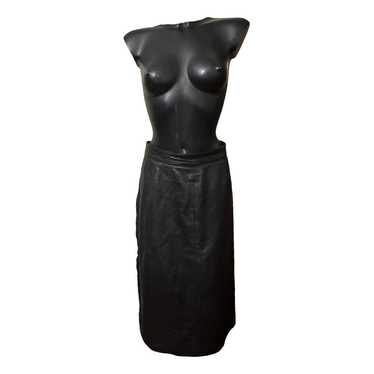 Non Signé / Unsigned Leather mid-length skirt - image 1