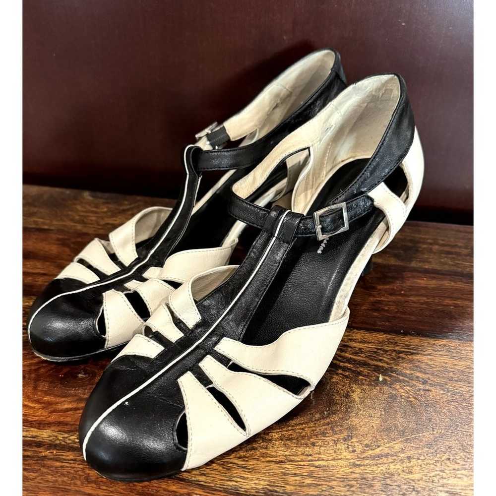 Black & White Vintage Balboa 1930's T-strap heels - image 3