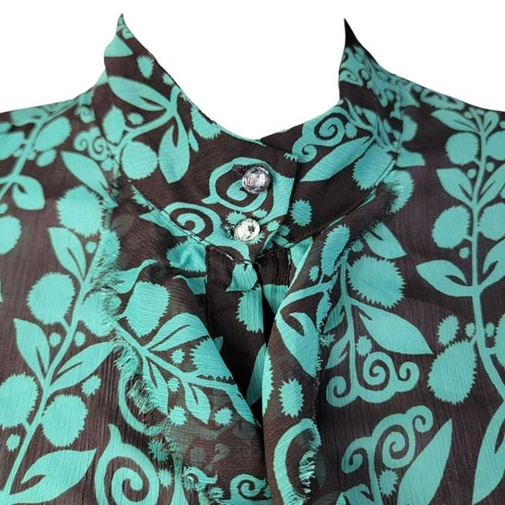 Vintage 90s Ruffle Blouse Women Small Colorful Sh… - image 4