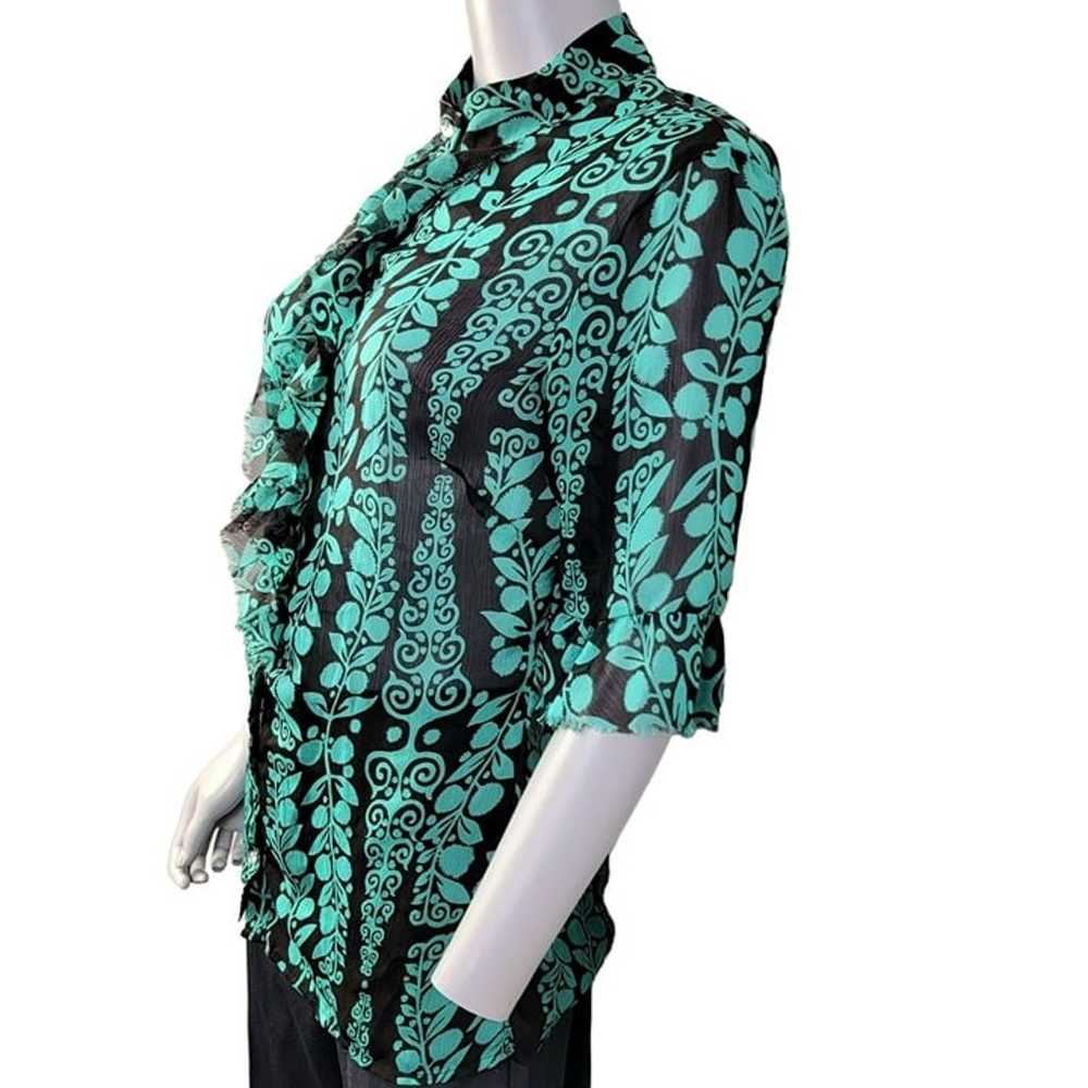 Vintage 90s Ruffle Blouse Women Small Colorful Sh… - image 7