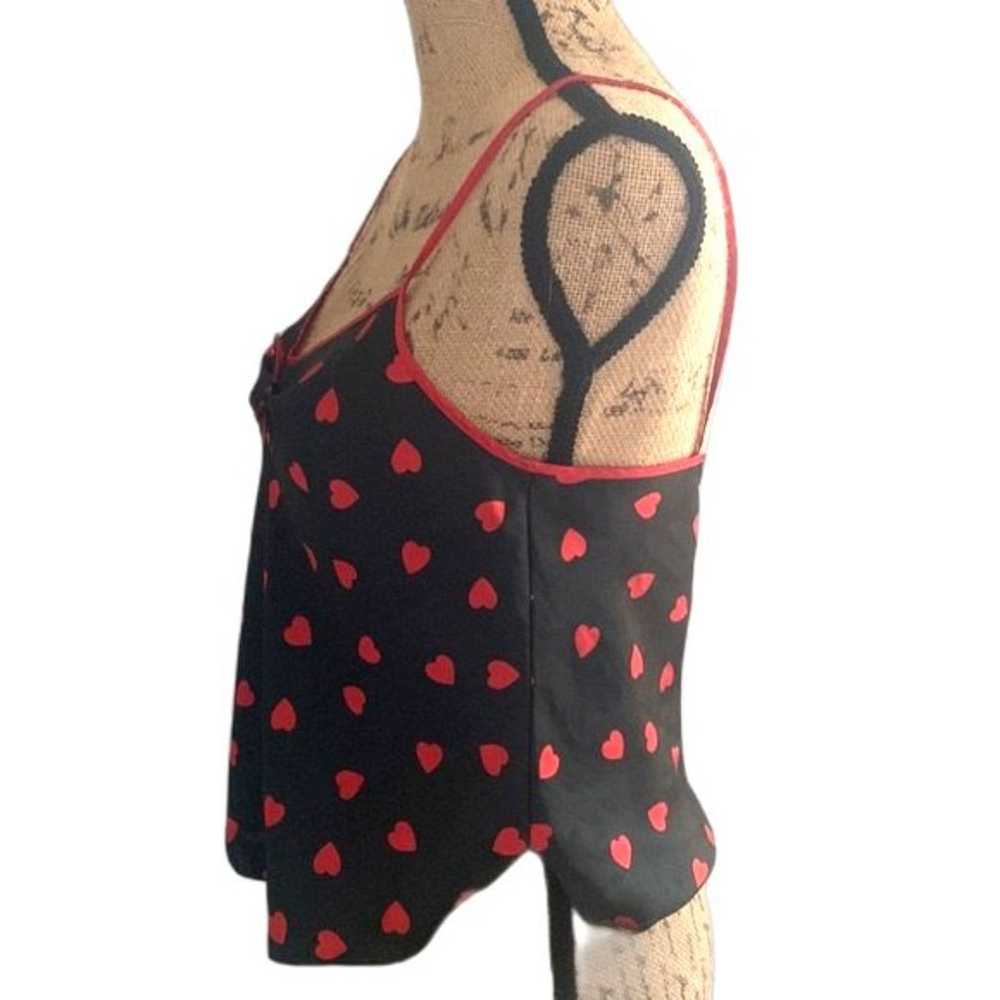 Vintage Sedu Black Red Heart Print Satin Lingerie… - image 3