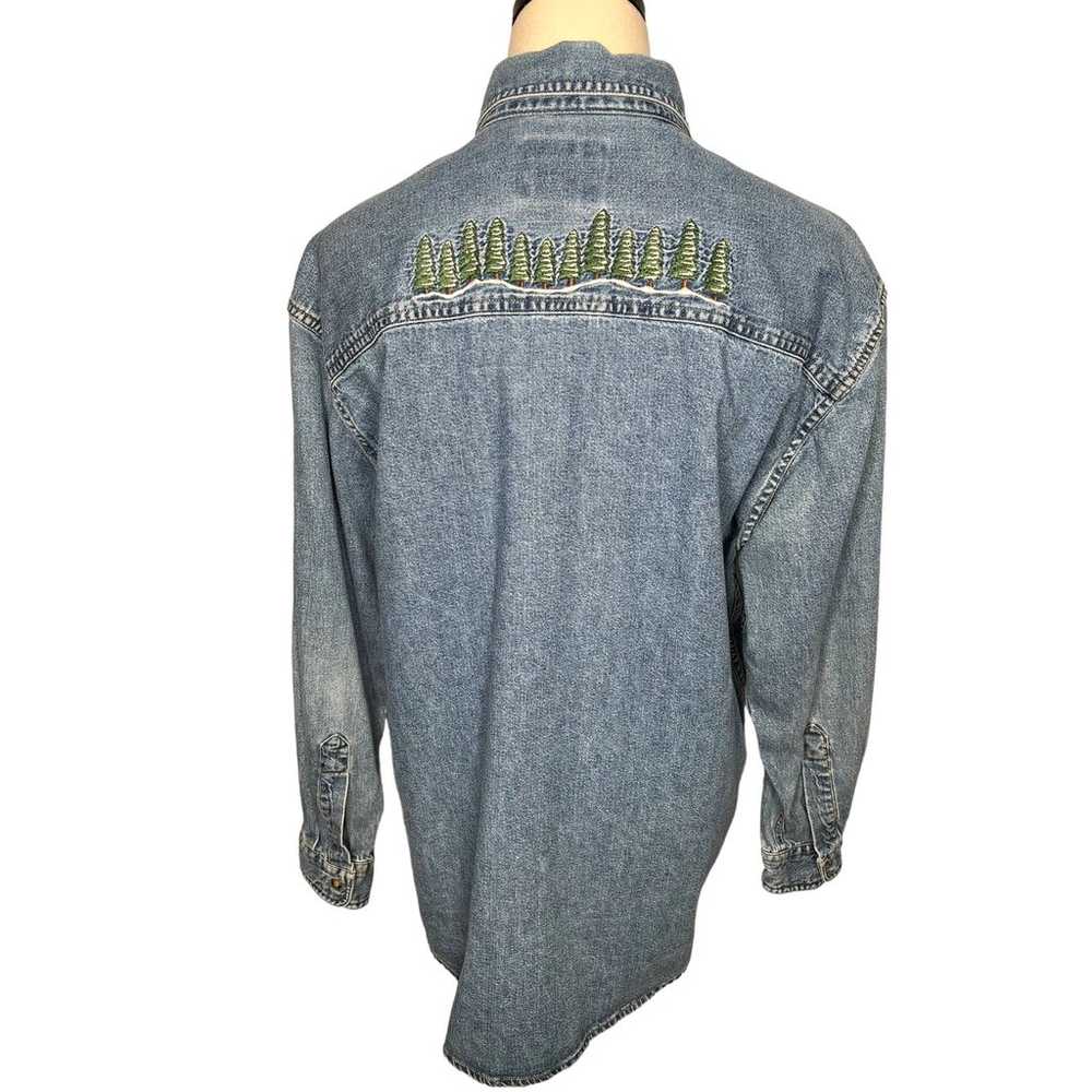 Woolrich VINTAGE 90s Womens M Embroidered Denim S… - image 2