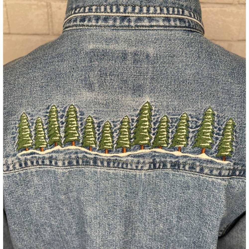 Woolrich VINTAGE 90s Womens M Embroidered Denim S… - image 5
