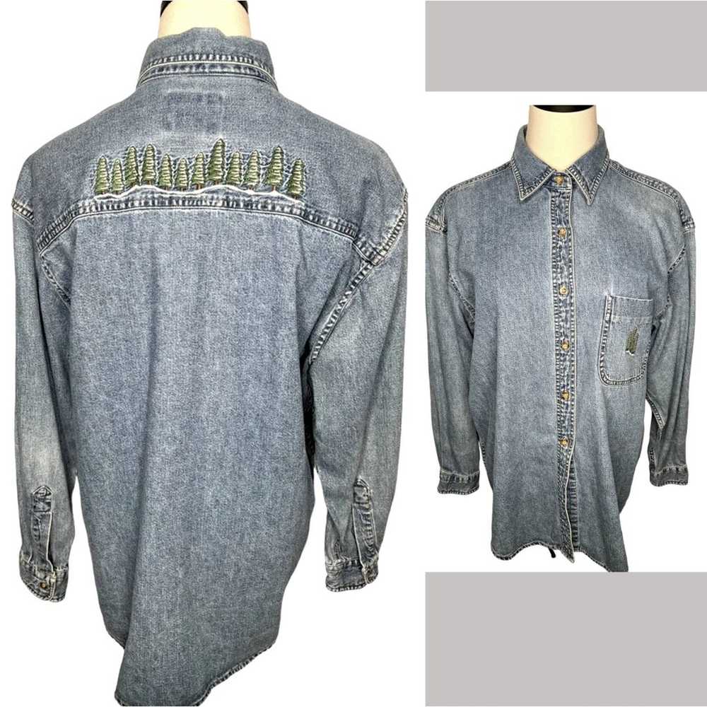 Woolrich VINTAGE 90s Womens M Embroidered Denim S… - image 8