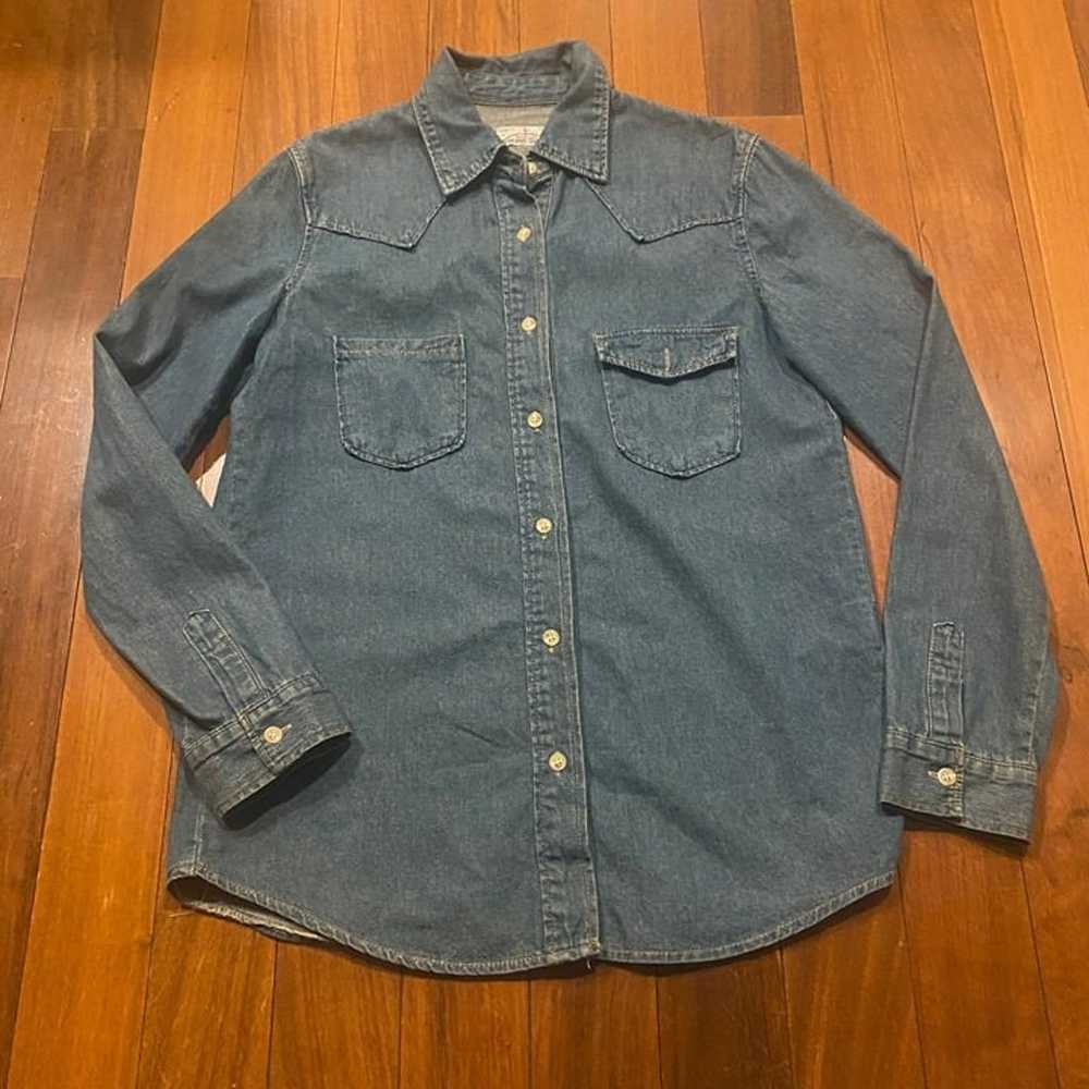 Vintage Selvage Denim Shirt Medium 70s 80s Selved… - image 1