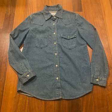 Vintage Selvage Denim Shirt Medium 70s 80s Selved… - image 1
