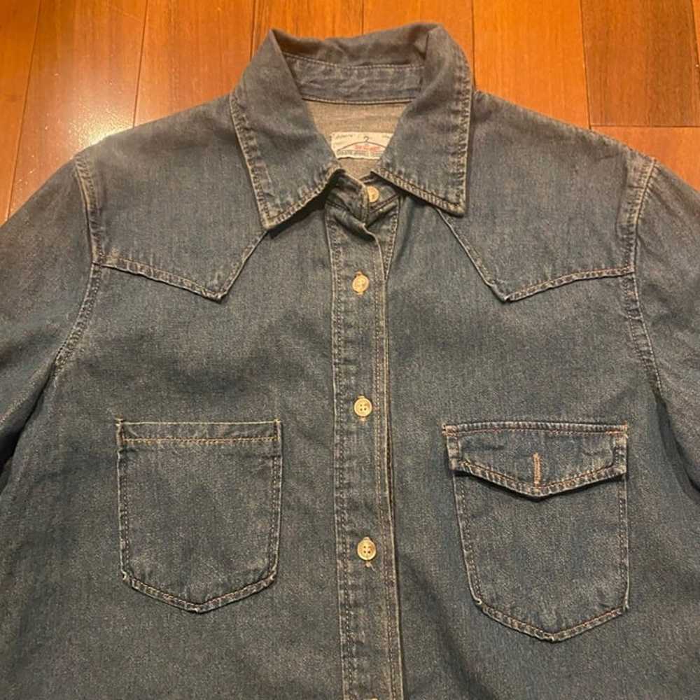 Vintage Selvage Denim Shirt Medium 70s 80s Selved… - image 4