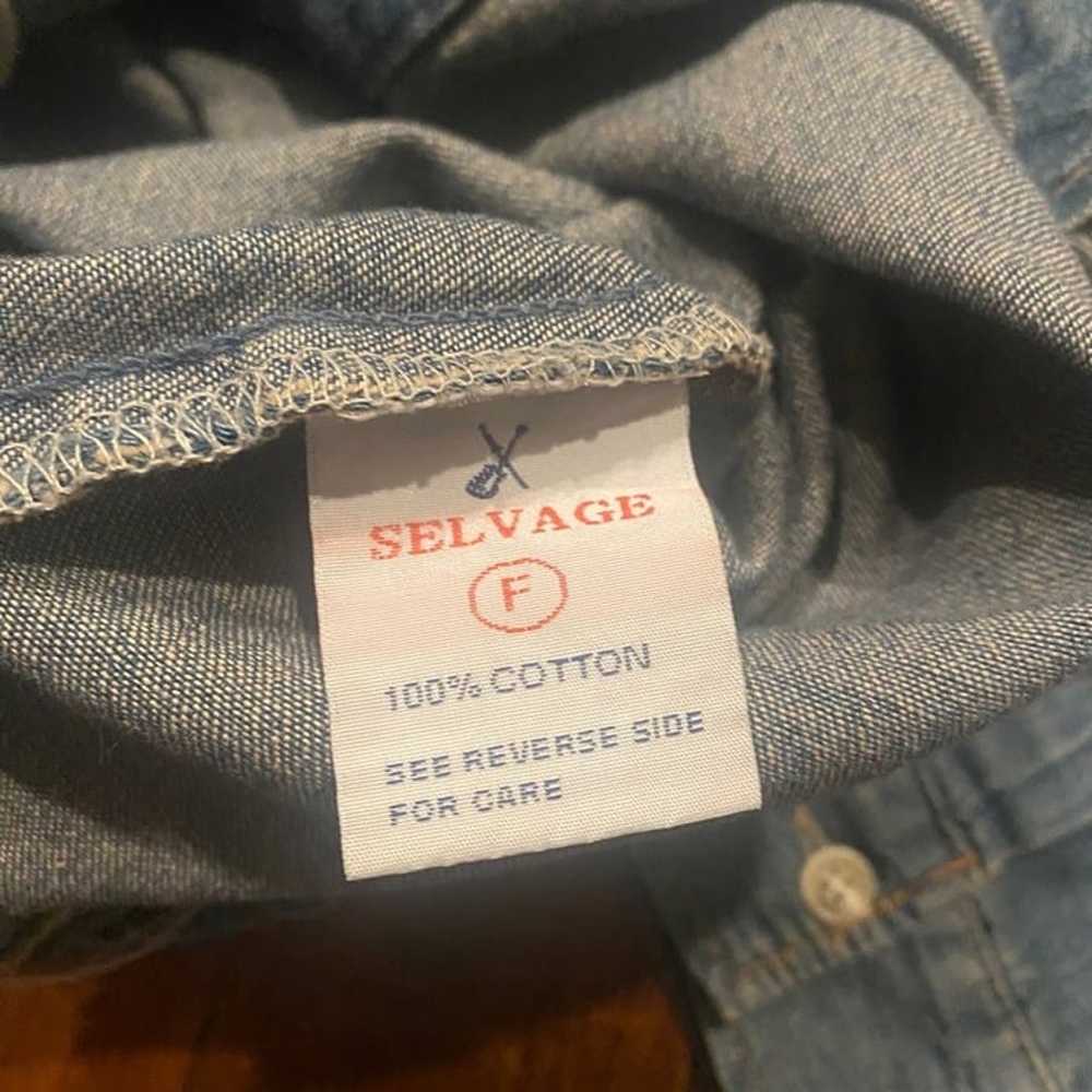 Vintage Selvage Denim Shirt Medium 70s 80s Selved… - image 6
