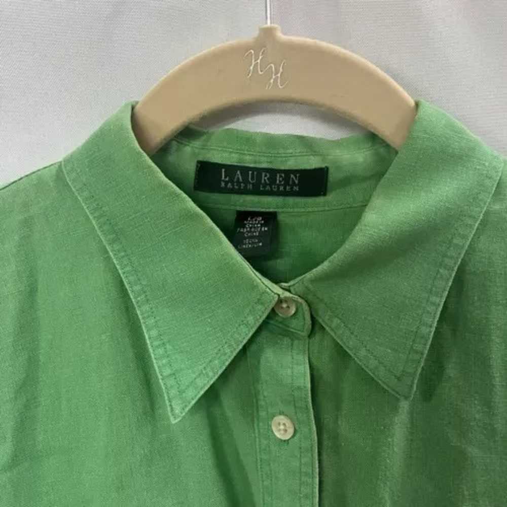 Lauren Ralph Lauren Linen Button Down Shirt-Green… - image 2