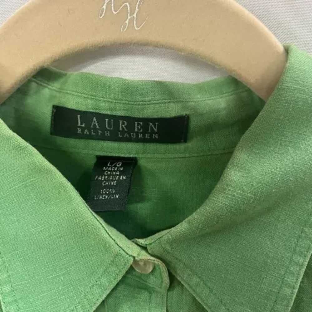 Lauren Ralph Lauren Linen Button Down Shirt-Green… - image 3