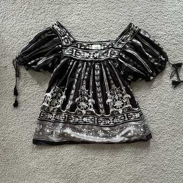 Vintage y2k boho Butterfly and Floral Top - image 1