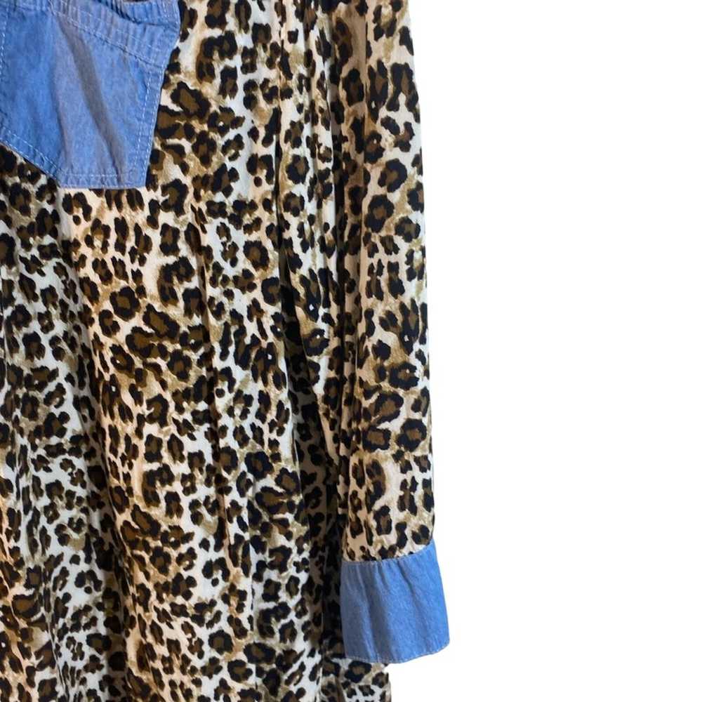 Grace & Emma Leopard Print Denim Button up Dress … - image 3