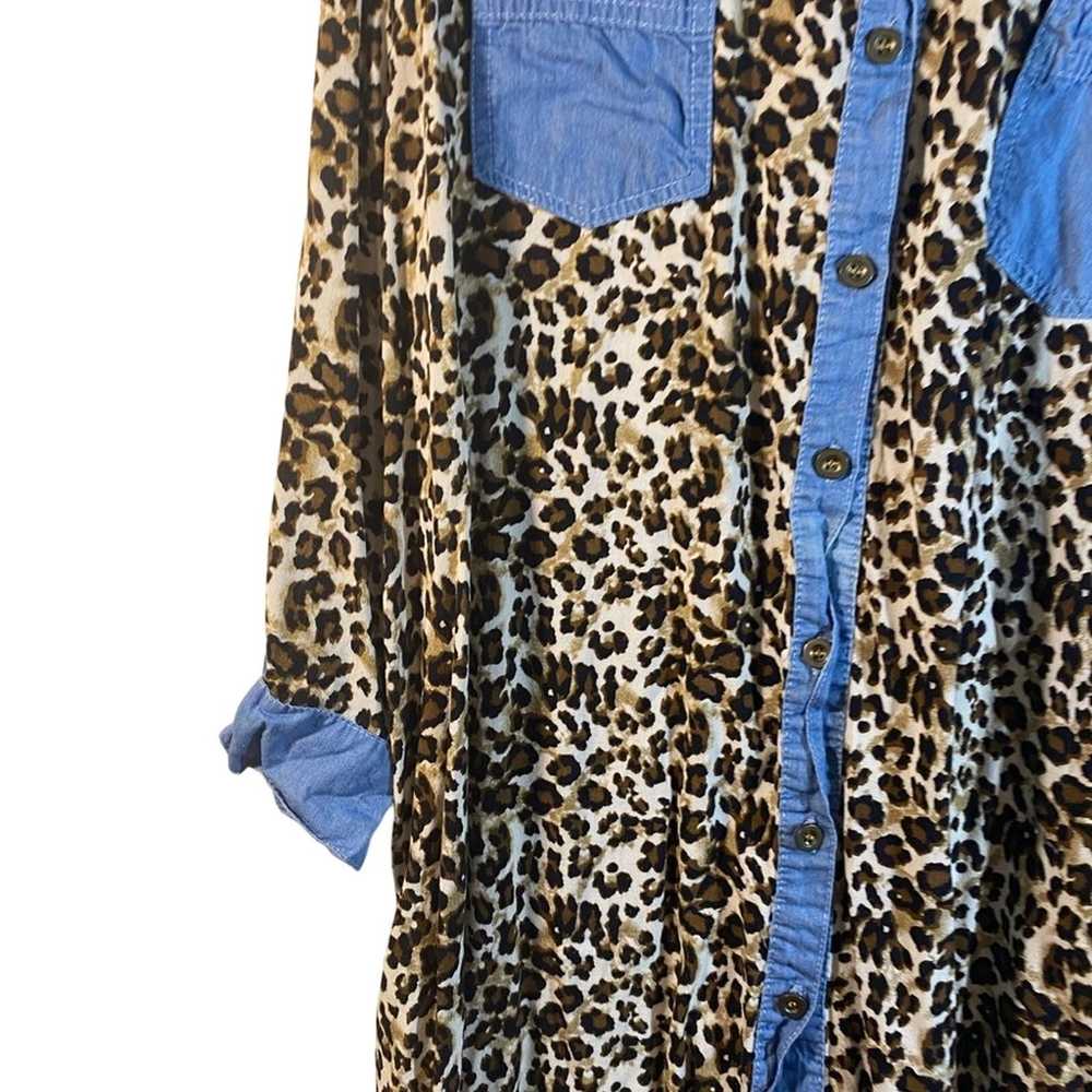 Grace & Emma Leopard Print Denim Button up Dress … - image 6