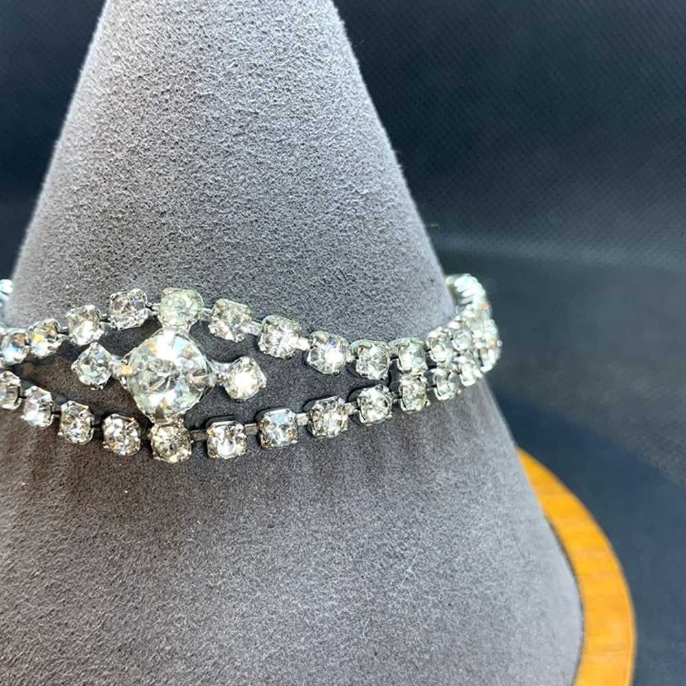 Silvertone Art Deco Style Crystal Bracelet Formal… - image 2