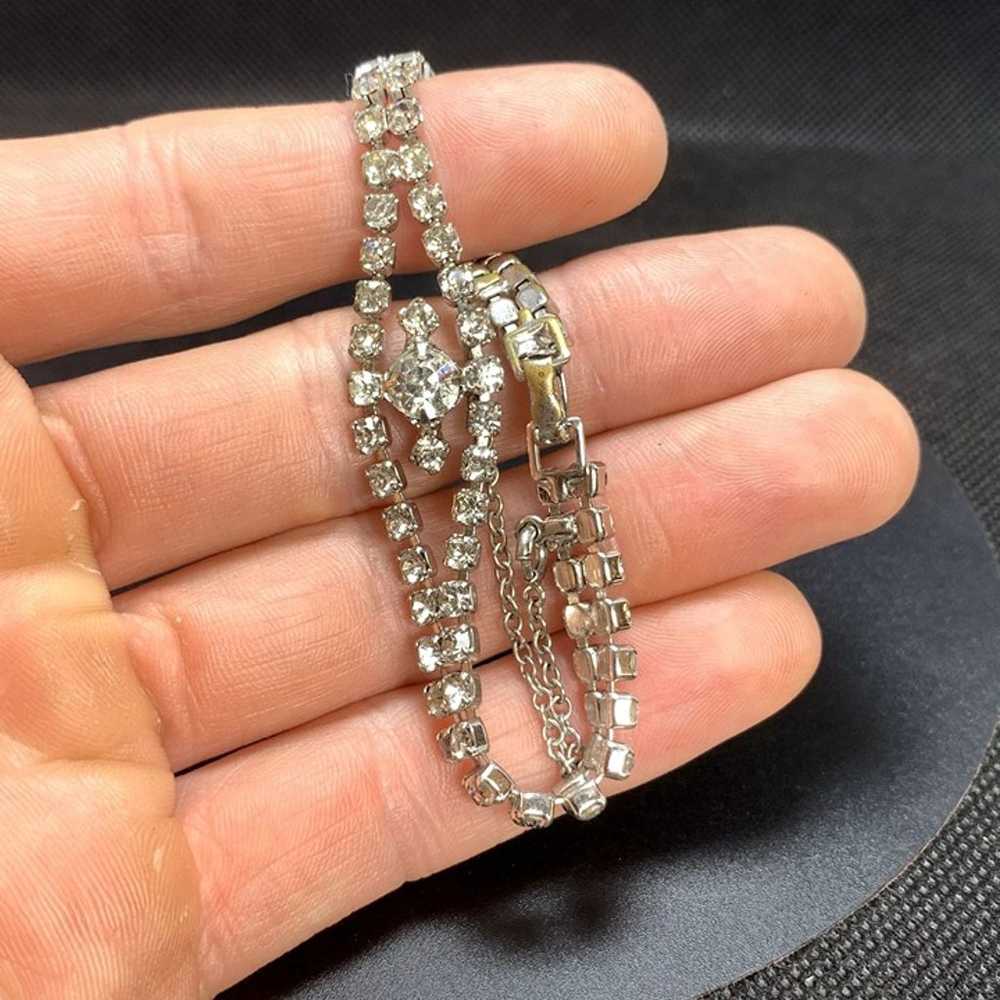 Silvertone Art Deco Style Crystal Bracelet Formal… - image 5