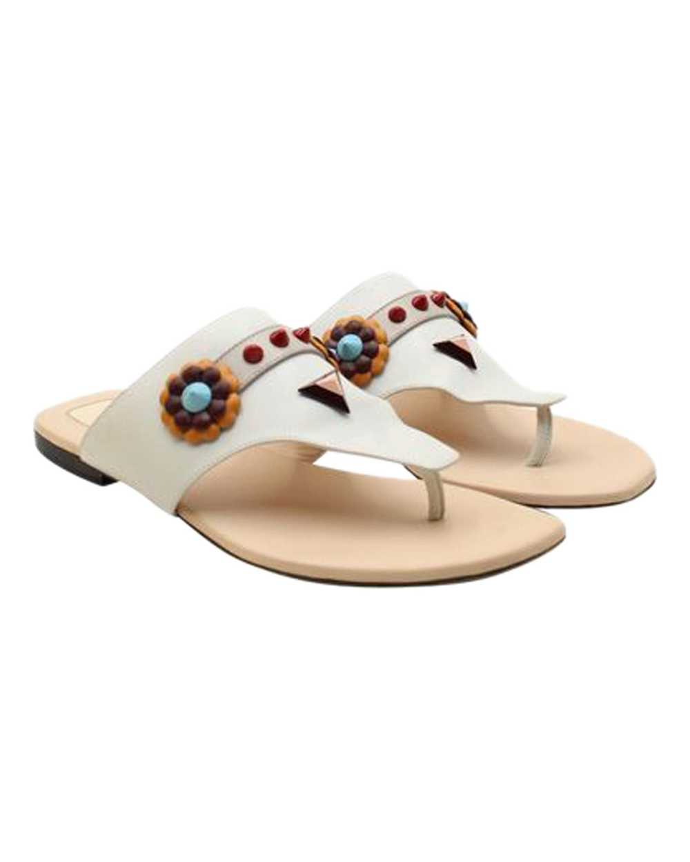 Fendi Leather Studded Thong Sandals from Italy - image 2