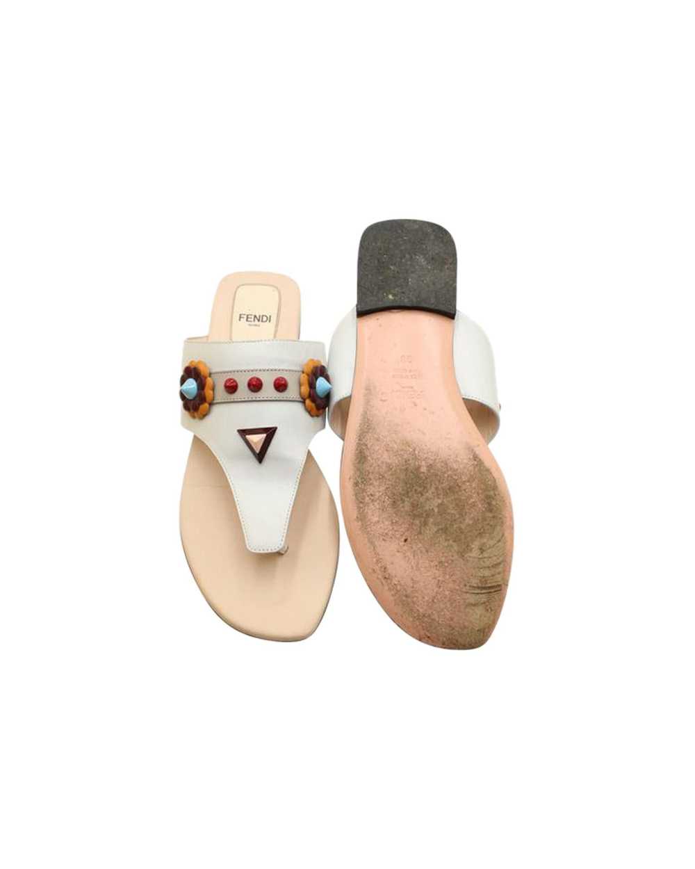 Fendi Leather Studded Thong Sandals from Italy - image 5