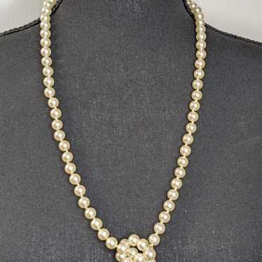 Vintage Faux Pearl Necklace Ivory 13" - image 1