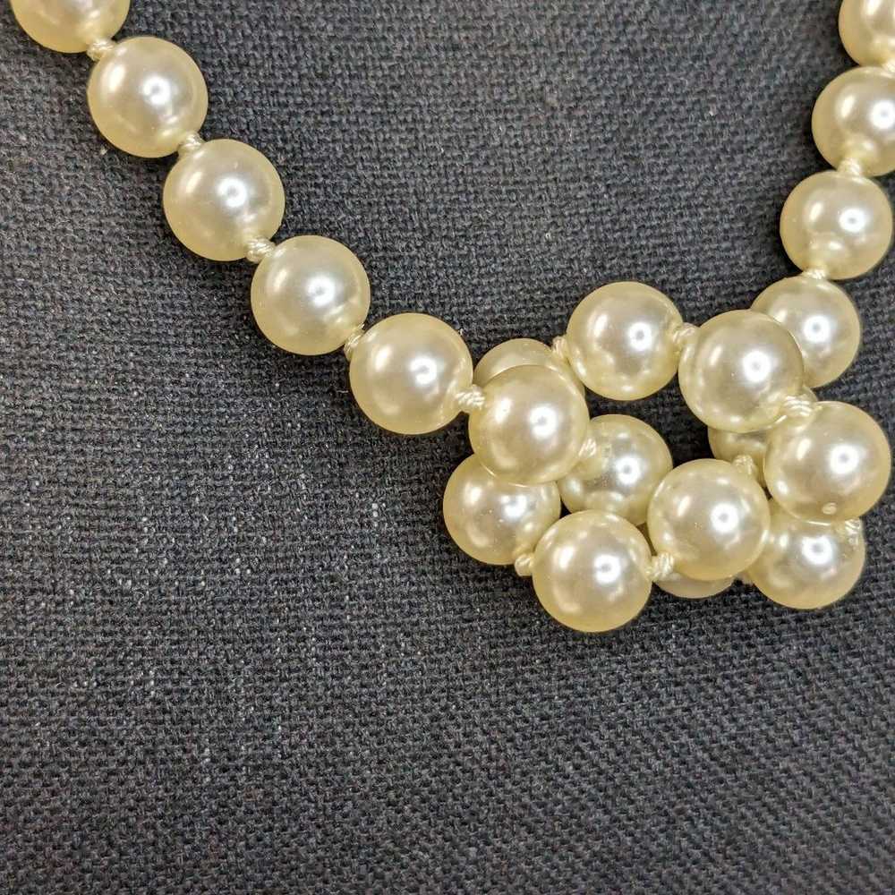 Vintage Faux Pearl Necklace Ivory 13" - image 2