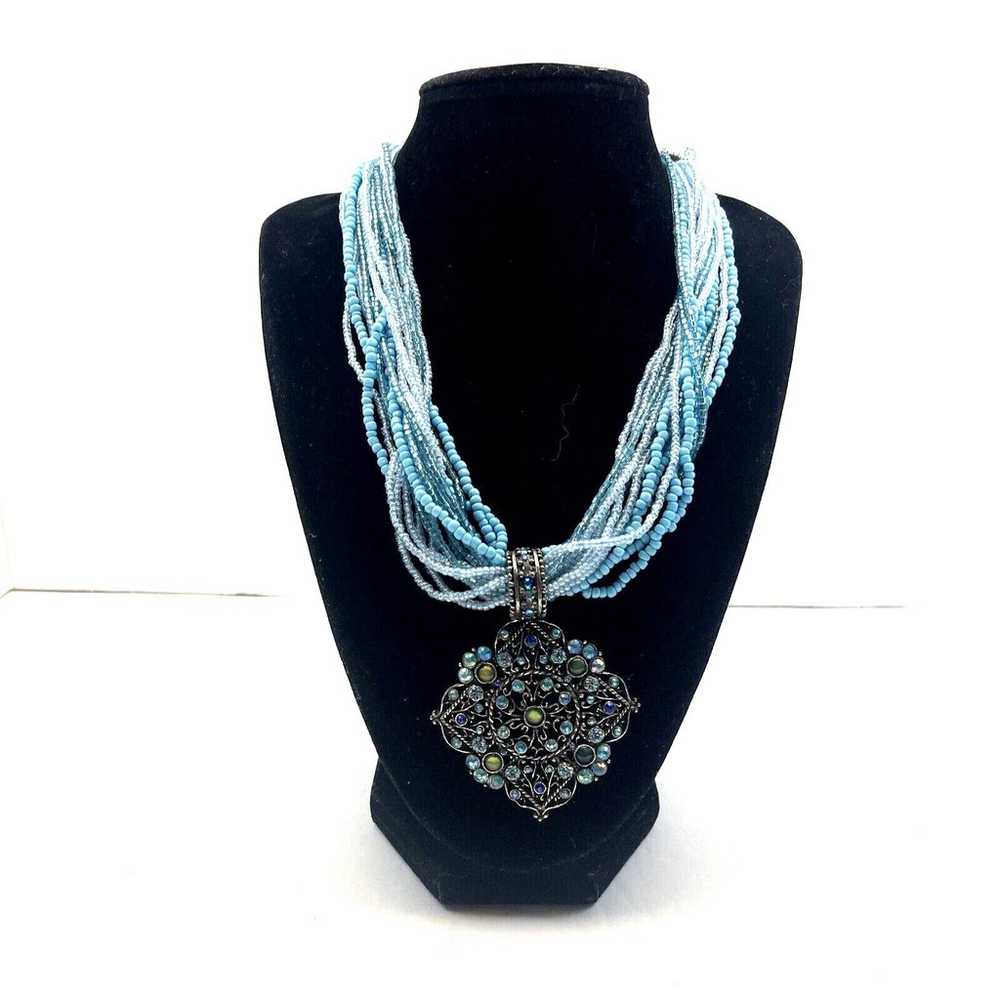 Vintage & Modern Small Seed Bead Necklace Light B… - image 9