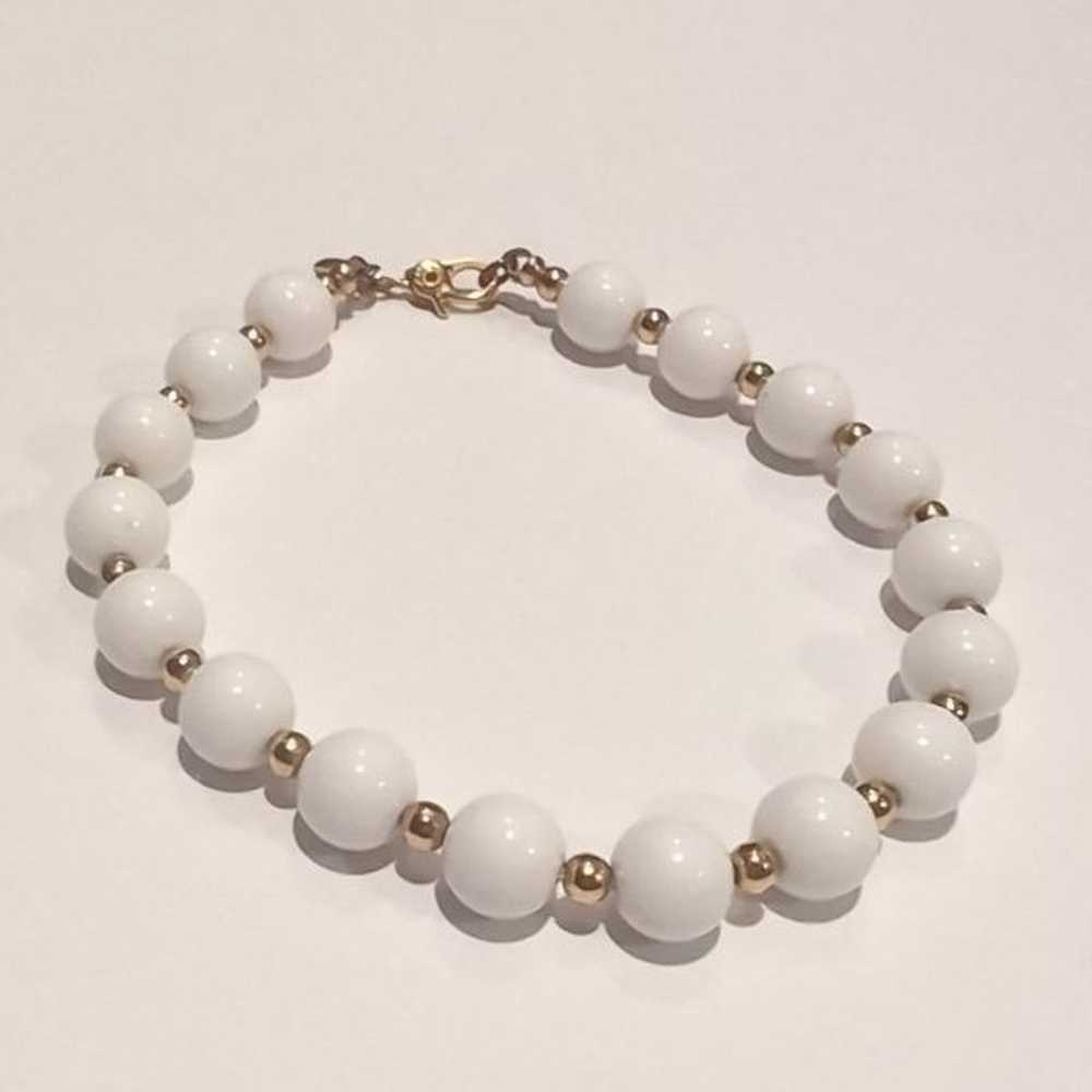 3679 Monet Vintage White and Gold Beaded Tennis B… - image 2