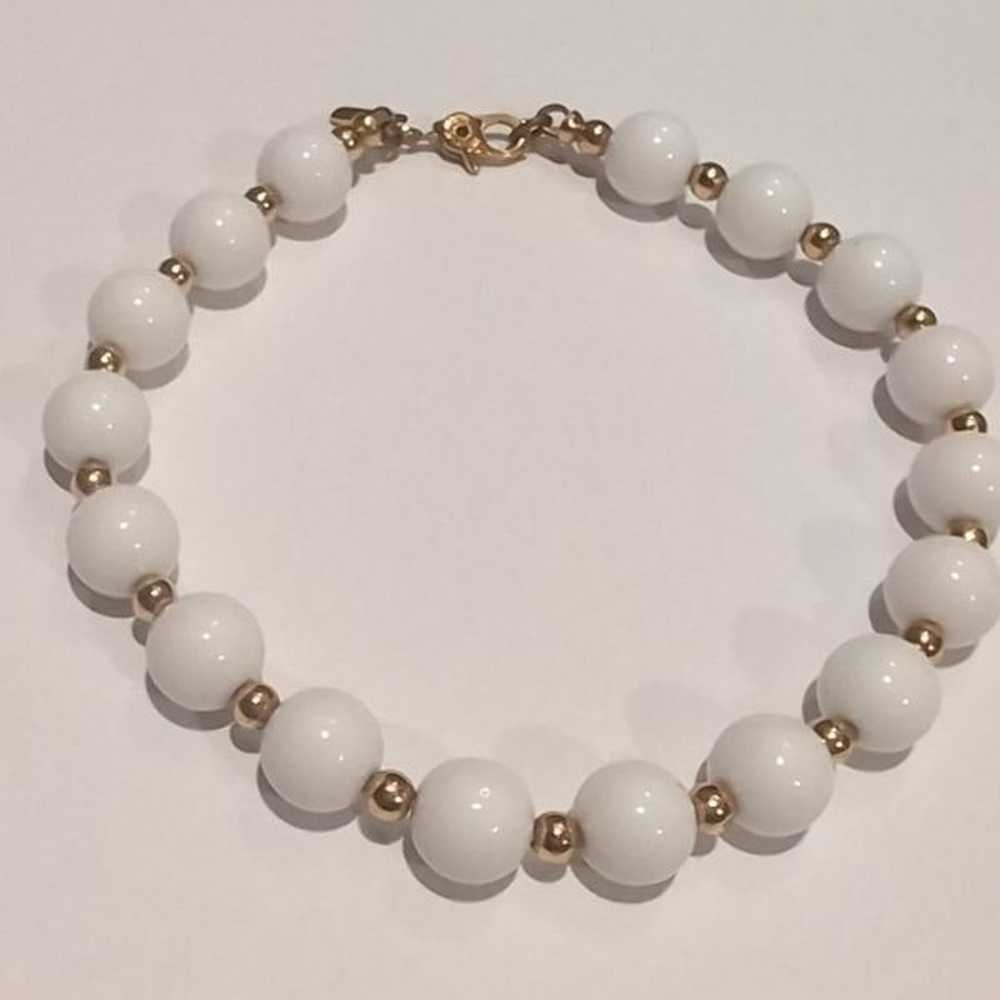 3679 Monet Vintage White and Gold Beaded Tennis B… - image 3