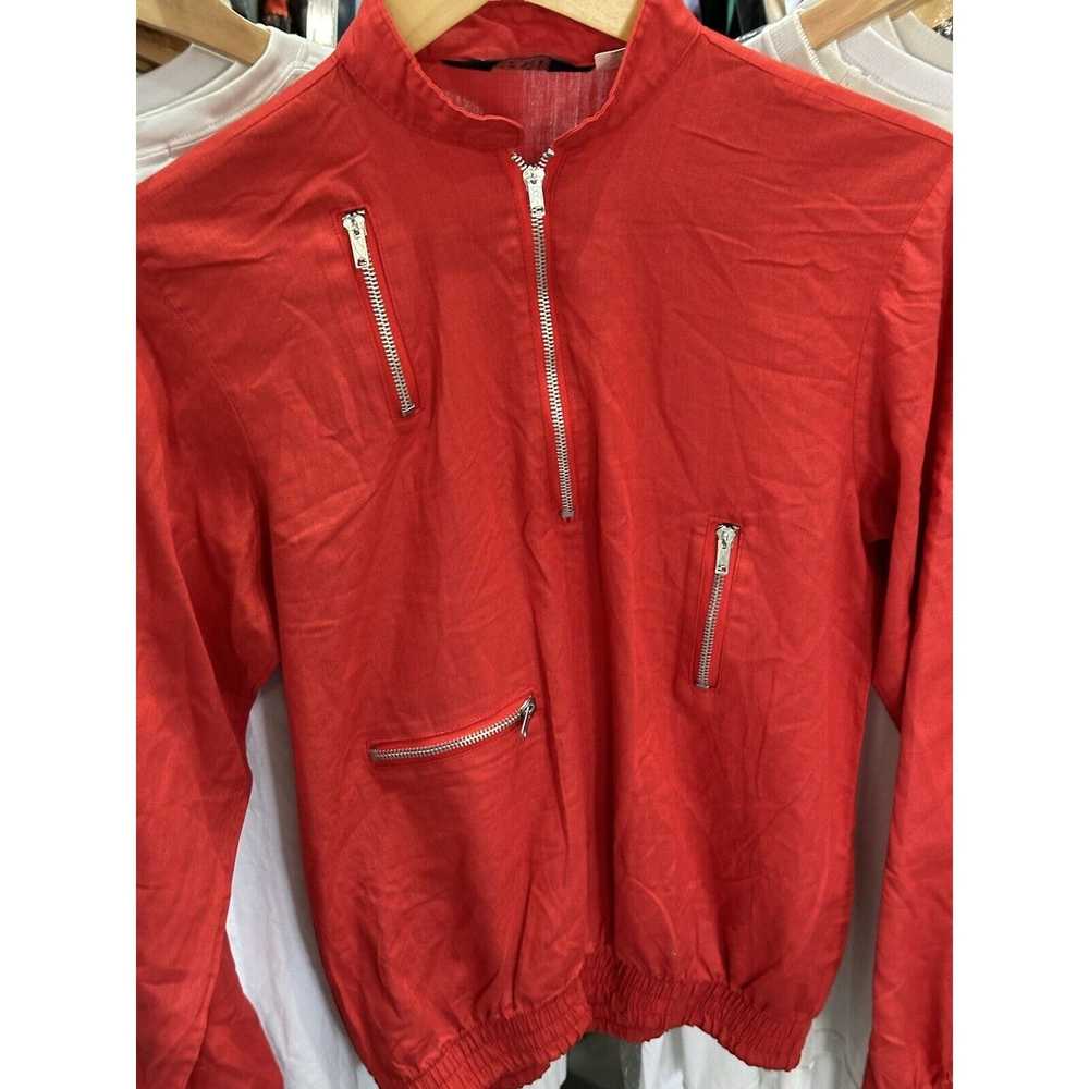 Fame Vintage 1980s FAME Half Zip Red Lightweight … - image 2