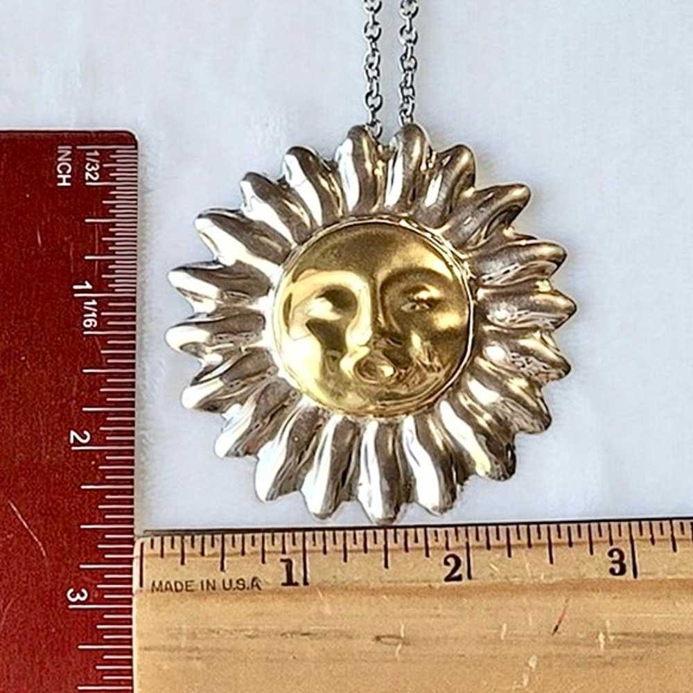 Huge Sterling Silver Sun Pendant Necklace - image 3