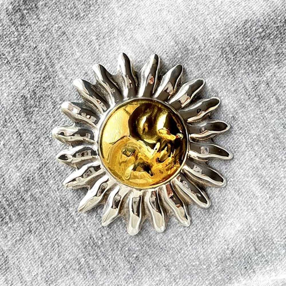 Huge Sterling Silver Sun Pendant Necklace - image 8