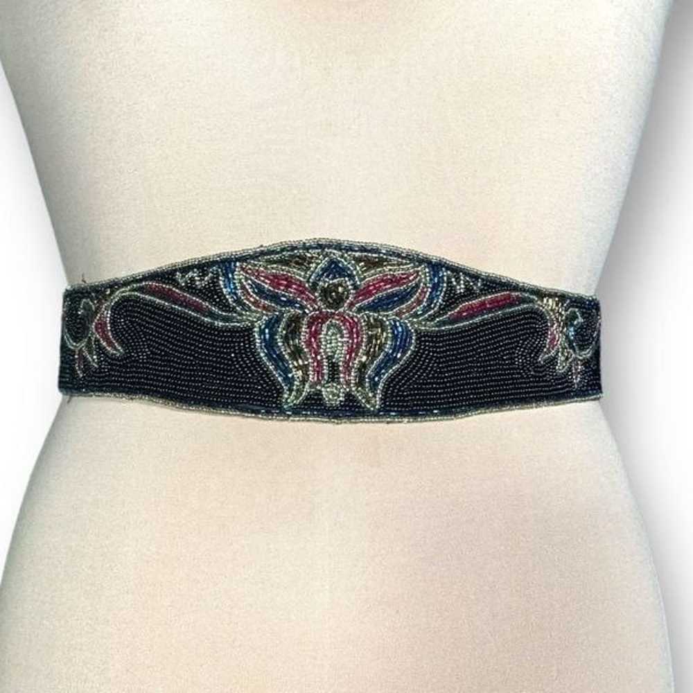 Vintage La Regale Belt Wide Black Multicolor Meta… - image 11