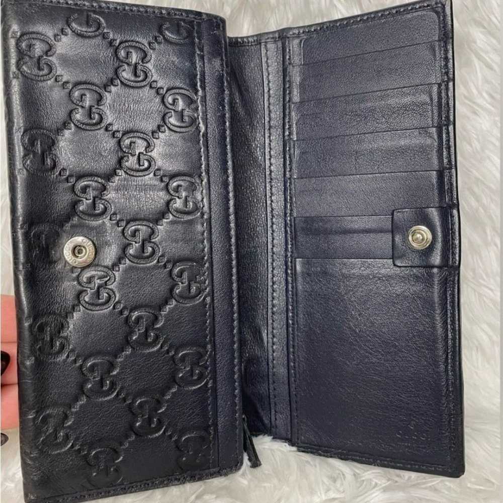 Gucci Navy Blue Guccissima Long Bifold Wallet Vin… - image 3