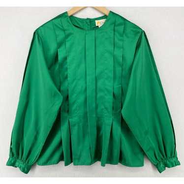 Vintage Vtg CHAUS Top 12 Satin Blouse Pleated Rou… - image 1