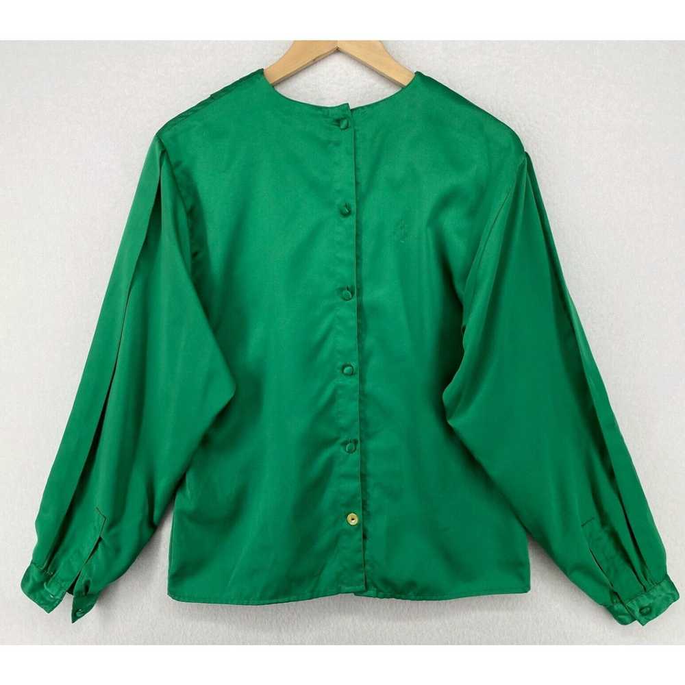 Vintage Vtg CHAUS Top 12 Satin Blouse Pleated Rou… - image 3