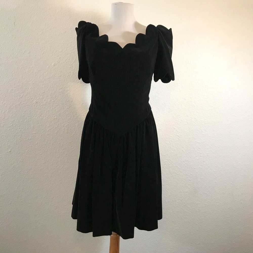 Velvet Vintage 80s Prom Party Dress Size M Black … - image 1