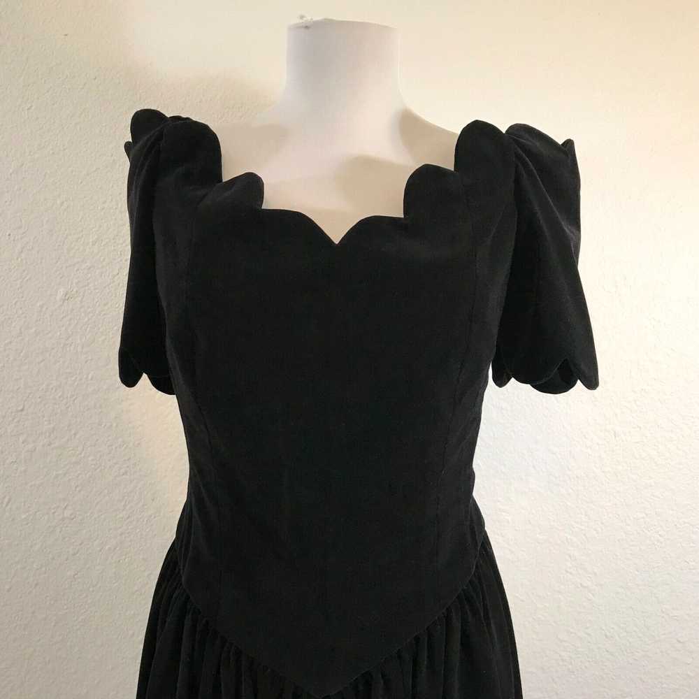 Velvet Vintage 80s Prom Party Dress Size M Black … - image 3