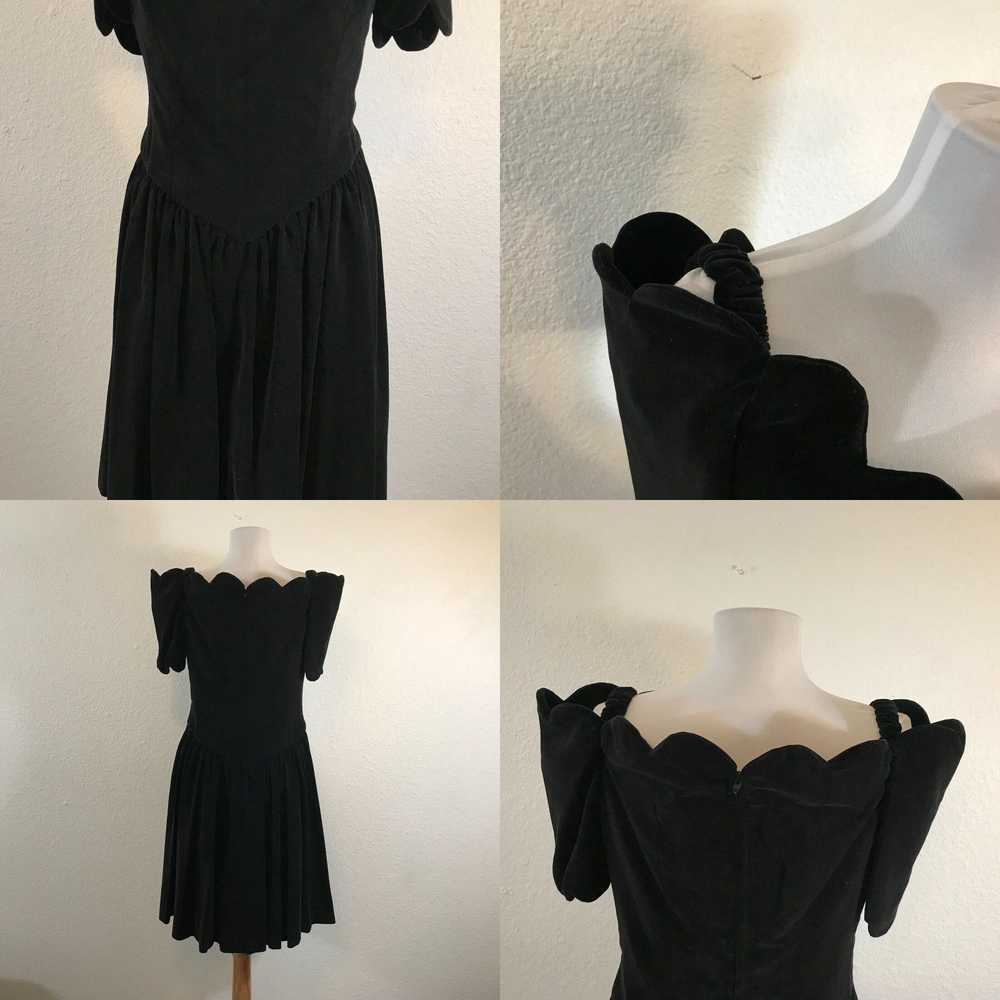 Velvet Vintage 80s Prom Party Dress Size M Black … - image 4
