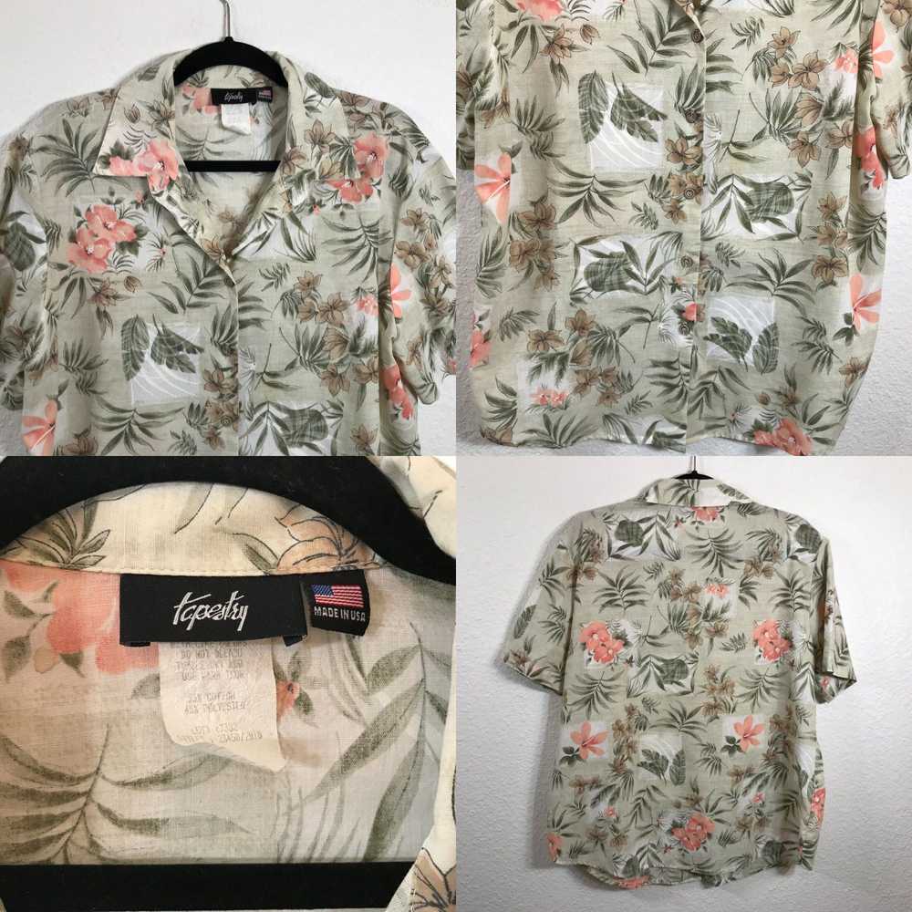 Blend Vintage Tapestry Hawaiian Shirt Size L Cott… - image 4