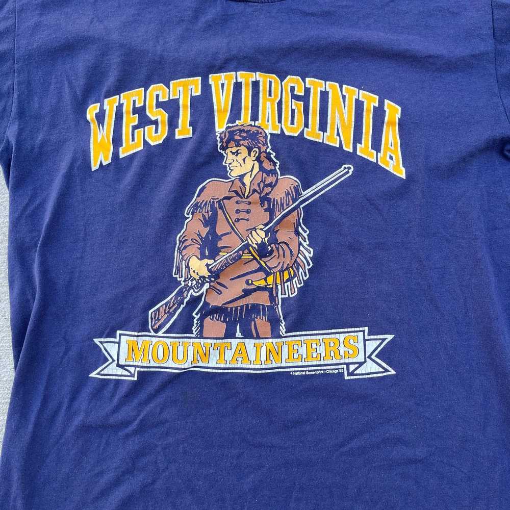 Jerzees Vintage 80s Blue and Gold WVU Mountaineer… - image 2