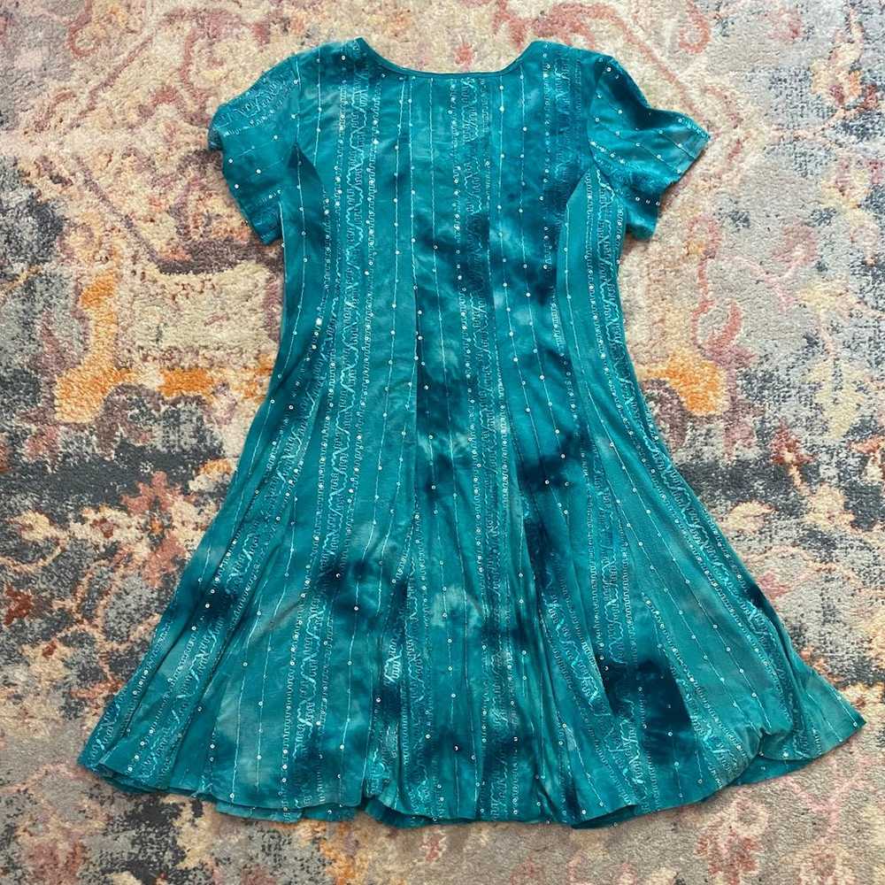 Vintage Y2K aqua blue sequin fairycore summer dre… - image 3