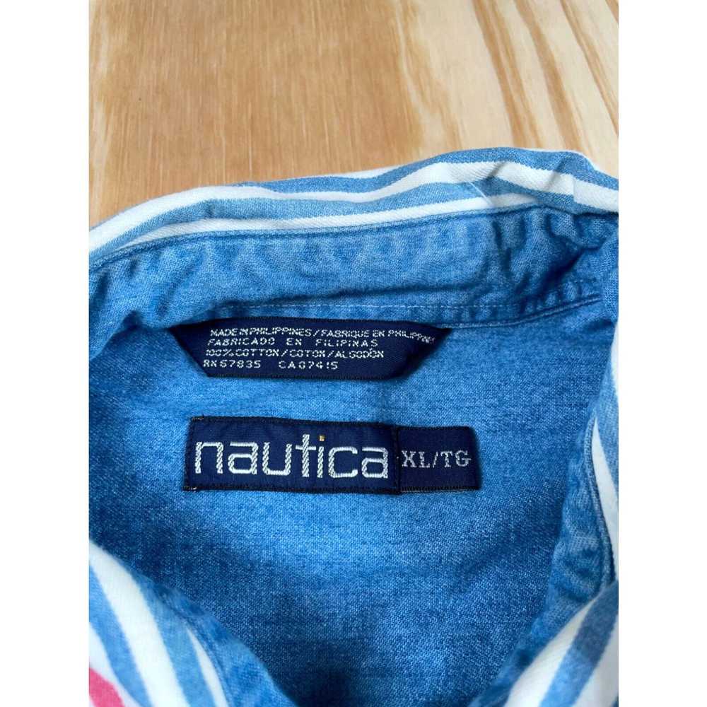 Nautica VTG Y2K Nautica Colorful Striped Shirt Ad… - image 3