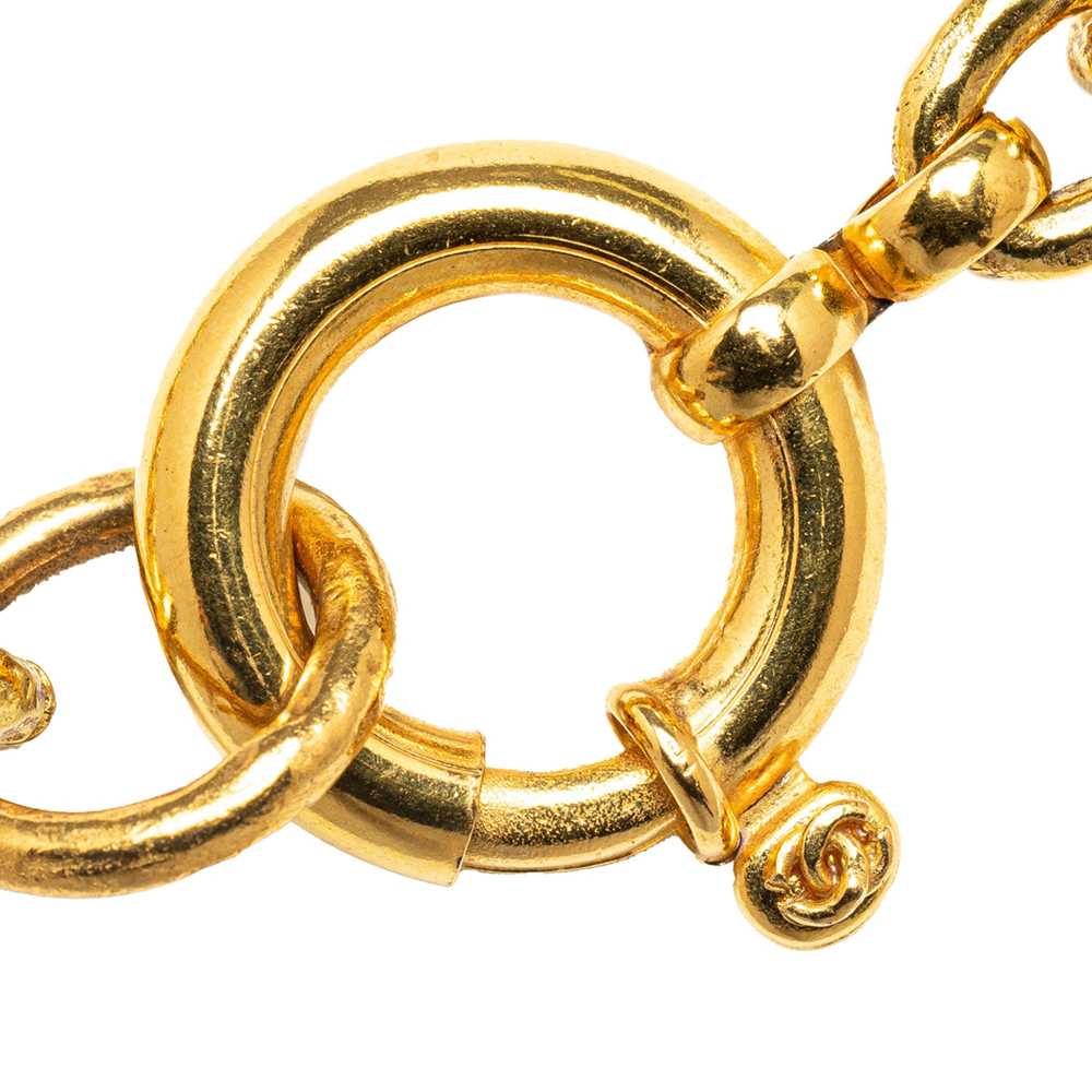 Gold Chanel CC Round Pendant Necklace - image 4