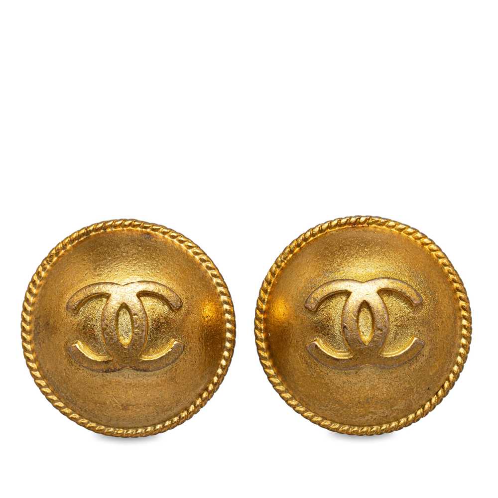Gold Chanel CC Clip On Earrings - image 4