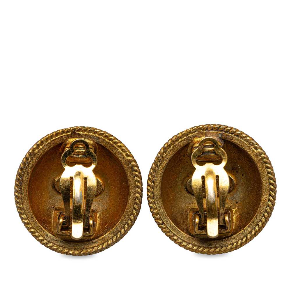 Gold Chanel CC Clip On Earrings - image 5